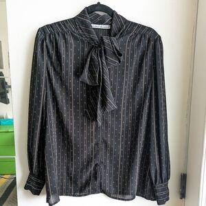 Blouse, sheer with neck tie